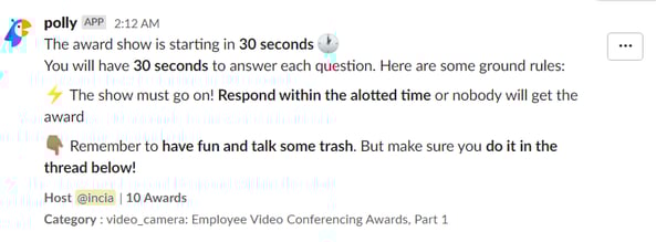 polly employee game starting message